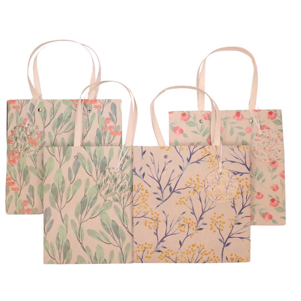 KR3392S14 Small Gift Bags Set of 12 - Flowers & Leaves