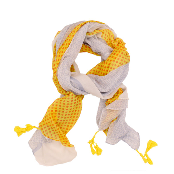 SKF10 Scarf - Yellow, Blues & Cream Pattern