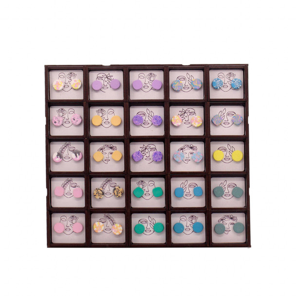 PBD026 Box Set of 25 Pastel Colour Clay Ear Studs