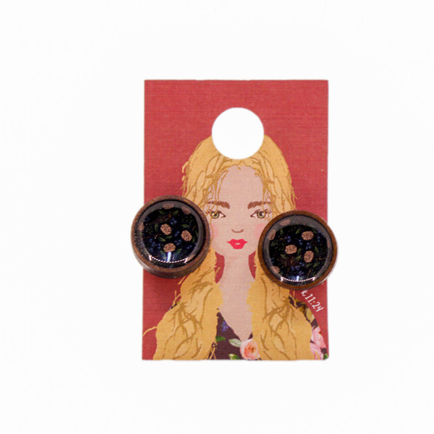 KAMS59 Black Cream Pin Cushion Earring