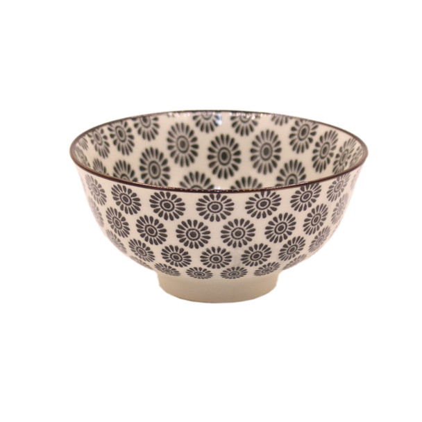 80448C Black Flower Ceramic Bowl