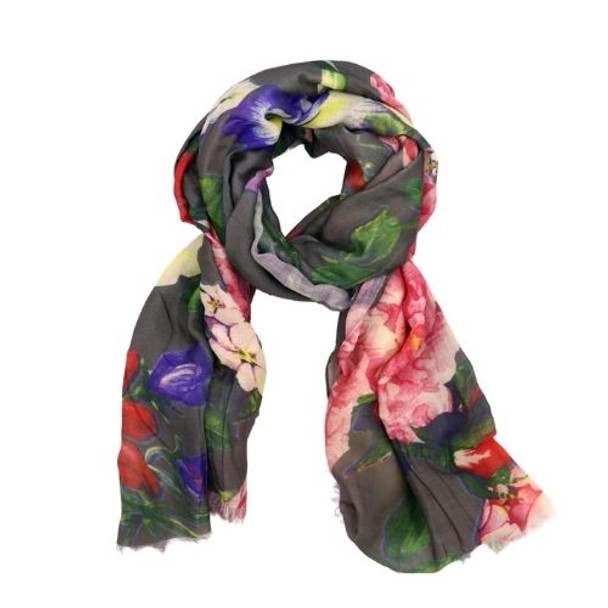 AML6AA Flowers On Grey Scarf