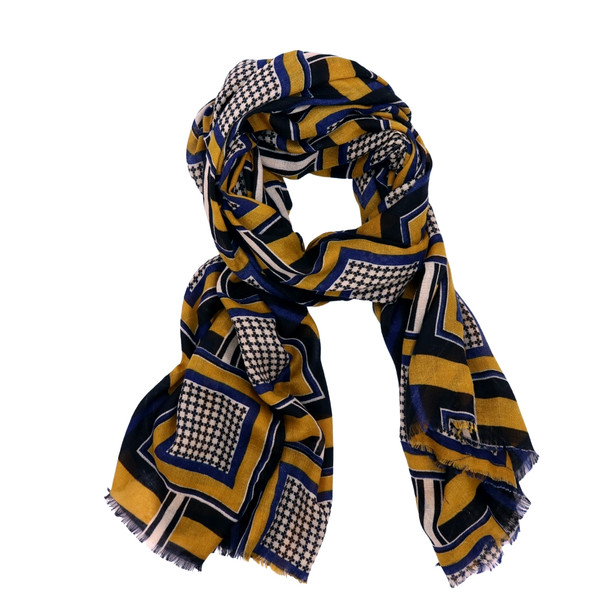 SKF7 Blue And Gold Blocks Scarf