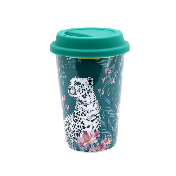 BPM4735AR26B Flowers Cheetah Green Travel Mug Dark Lid