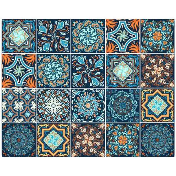 VTILE1 Vinyl Printed Wall Tile Sticker - Dark Moroccan