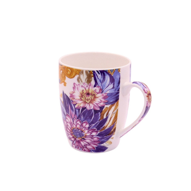 BPM4055GC Ceramic Mug - Purple Dahlia, Blue Leaves