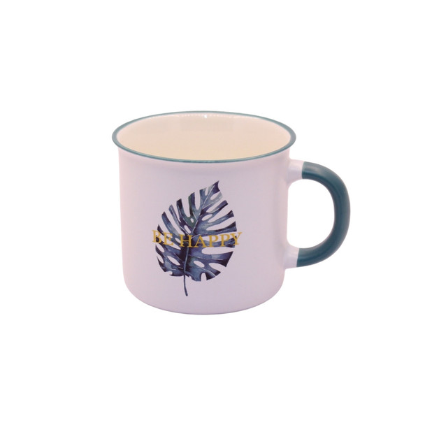 BPM4722AR108C  Single Leaf Ceramic Mug - Be Happy