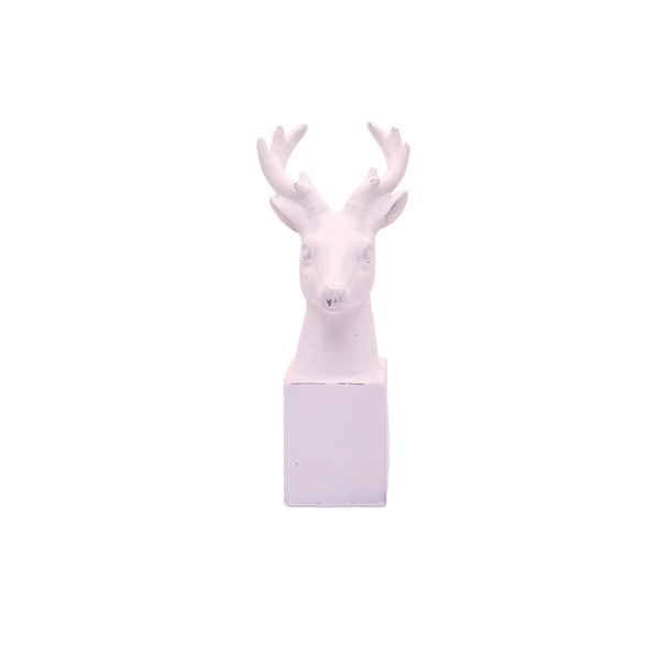 15540SA584 Small White Polyresin Deer Head Table Topper