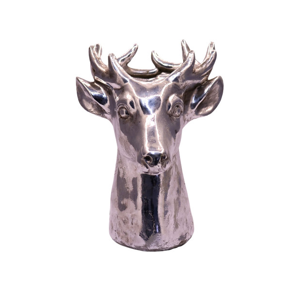 15542SA840 Small Silver Polyresin Deer Head