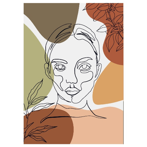 A4PP17 Wooden A4 Wall Art- Hand Drawn Girl Face