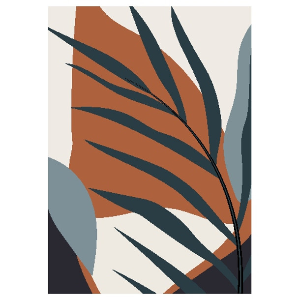 A5PP13 Wooden A5 Wall Art Grey Abstract Leaves And Shapes