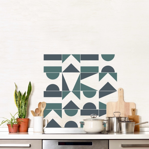 VTILE15 Vinyl Printed Wall Tile Sticker - Abstract Shapes Blues