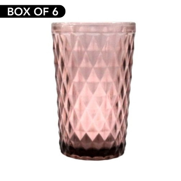 GLASS007 Purple Small Diamond Drink Glass Box Of 6