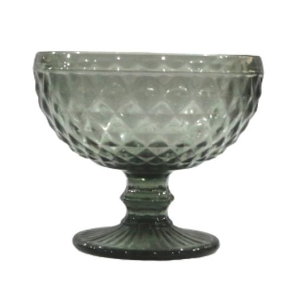BOWL004 Grey Small Diamond Glass Bowl Box of 6