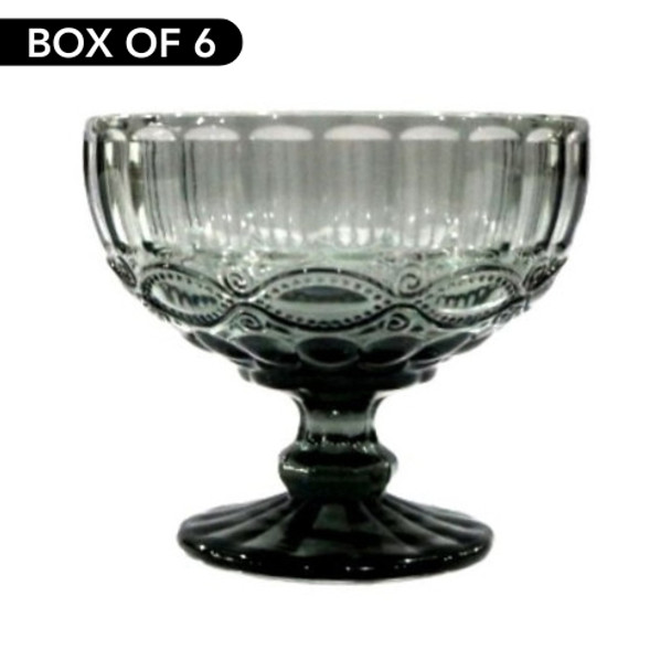 BOWL008 Grey Glass Bowl Box Of 6