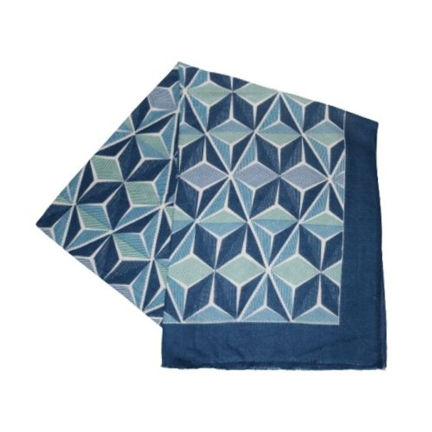 QQC3BB Polyester Scarf - Blue Diamond Pattern