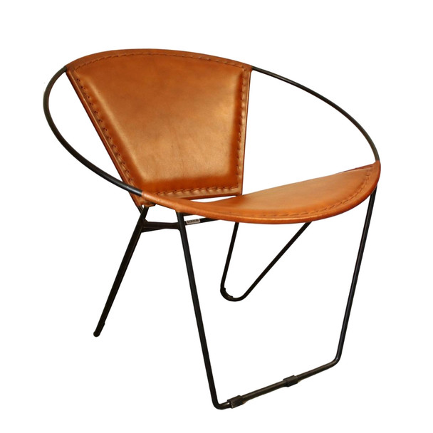 CH01 Leather Iron Round Chair