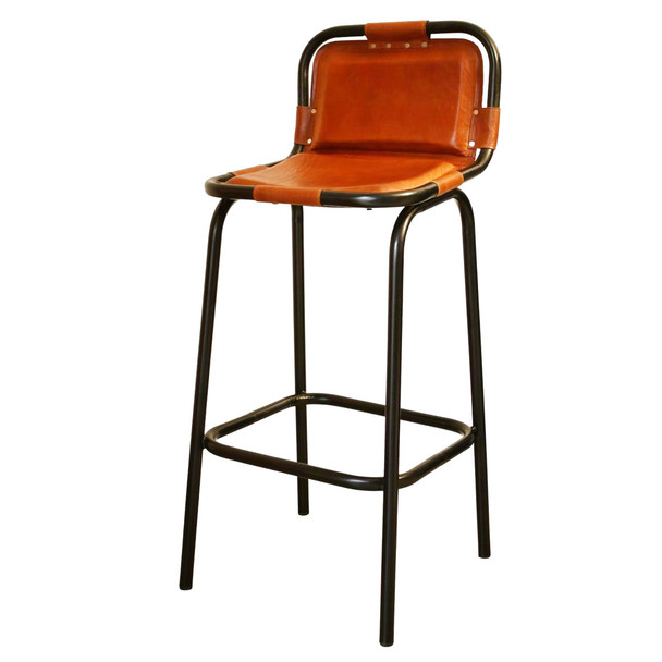 NW01 Leather Iron Bar Chair