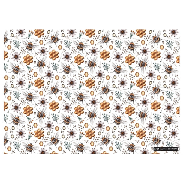 GWC11 Gift Wrap Paper Single Sheet 490mm x 690mm - Bees And Honey Combs