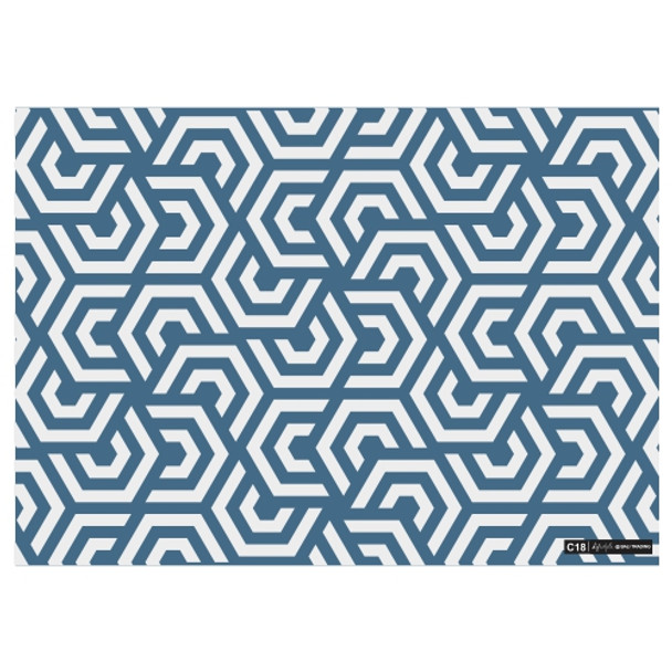 GWC18 Gift Wrap Paper Single Sheet 490mm x 690mm - Blue Patterns