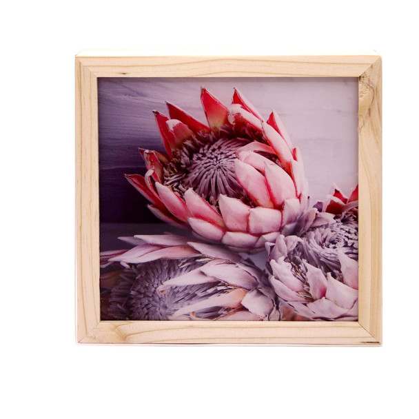 PGBOX4 Printed Glass Box - 3 Light Pink Proteas Dried