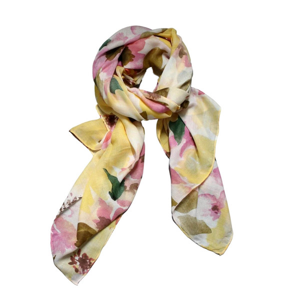 SKF8AA Polyester Scarf - Pastel Watercolour Flowers