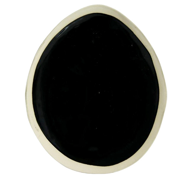 TM110021 Black And White Triangle Dinner Plate
