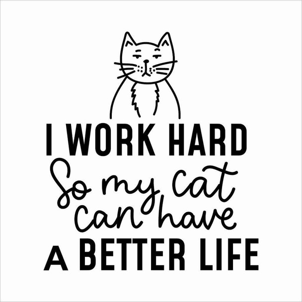 FTILE36 Wooden Fun Tile Pack Of 5 - I work hard for my cats