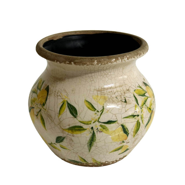 ST21043 Off White Pot With Lemons
