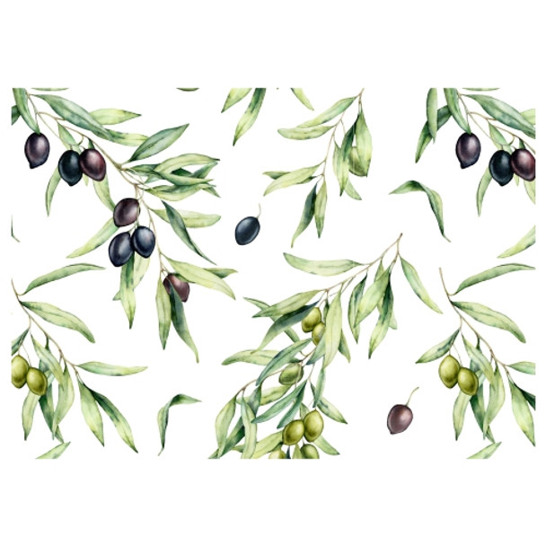 PVCPM14 PVC Placemat - Watercolor Green and black olives