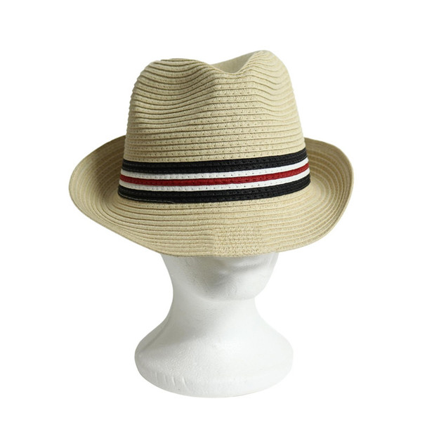 A220032 Weaved Hat - Fedora Red White Black Belt