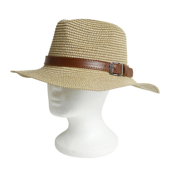 YC2223D Weaved Hat Brown Belt - Khaki And Beige