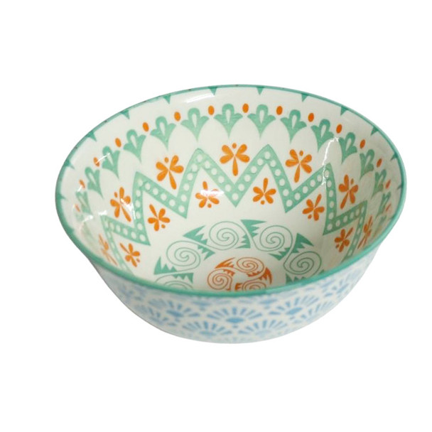 EBOWL02B Ceramic Bowl - Green And Orange Pattern