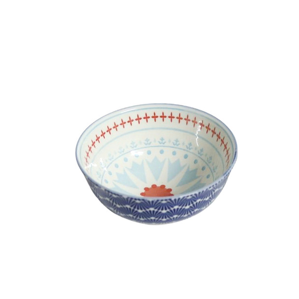 EBOWL03C Ceramic Bowl - Blue Pattern Orange Centre