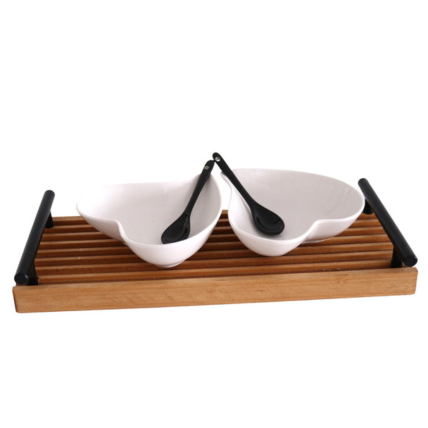 GTRAY2 Groove Tray - Heart Bowls And Black Handles