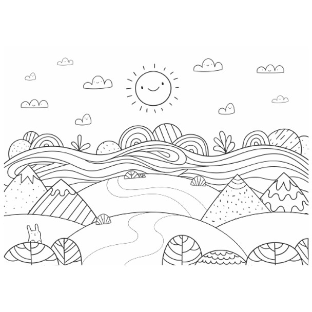 PLACEML205 Disposable Placemat - Kids Coloring Cartoon Meadow