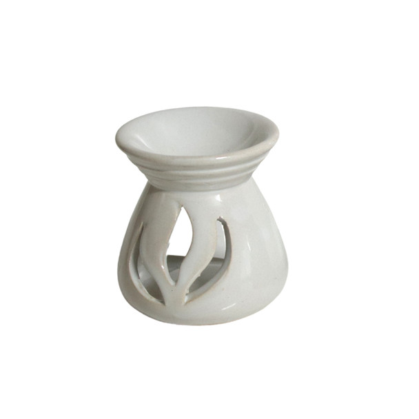 9924 White Ceramic Oil Burner - Flame Outline