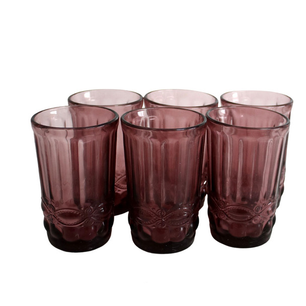 GLASS040E Classic Tall Drinking Glass (Set of 6) - Plum Red