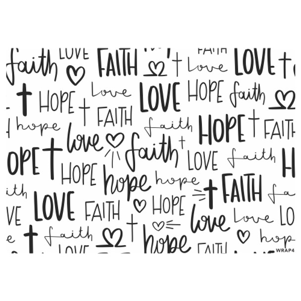 WRAP4 Gift Wrap Sheet - Love Hope Faith