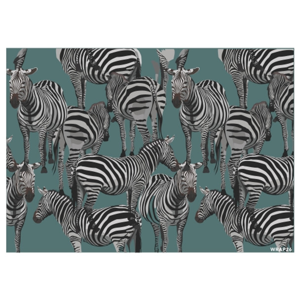 WRAP26 Gift Wrap Sheet - Green Zebra