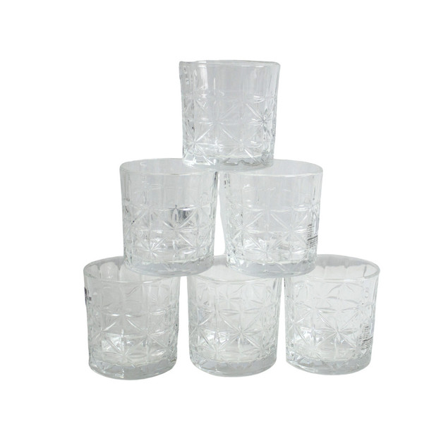 LX3004 Whiskey Tumbler Set of 6 - Clear Triangle Pattern