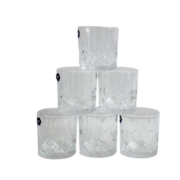 LX3001 Whiskey Tumbler Set of 6 - Clear Diamond Pattern