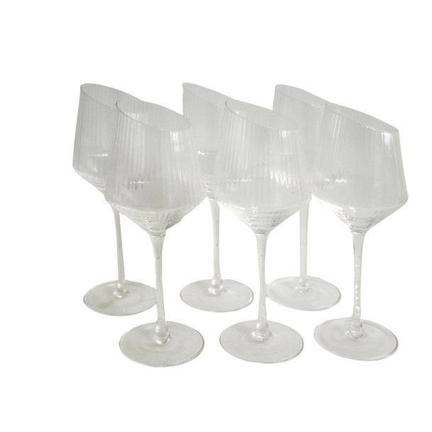 WG07235 Wine Glass Set of 6 - Clear Ripple Pattern