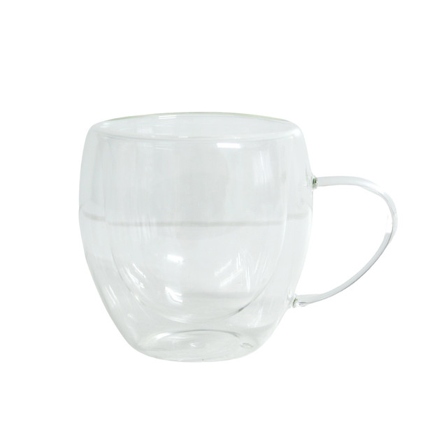 GLASSM04 Clear Double Wall Slanted Glass 250ml Coffee Mug