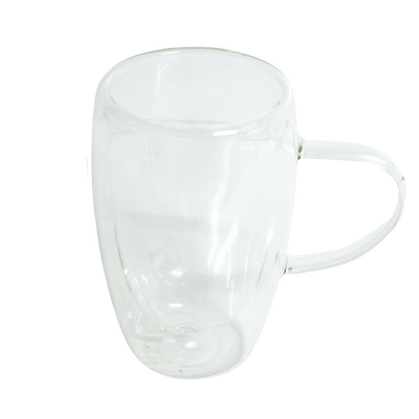 GLASSM06 Clear Double Wall Handle Glass 450ml Coffee Mug