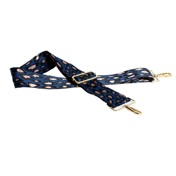 L1BB Smooth Bag Strap - Blue And Pink Leopard Pattern