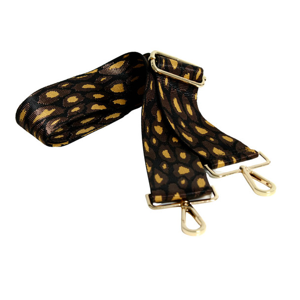 L2BB Woven Bag Strap - Black And Brown Leopard Pattern