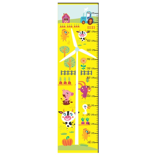 PVCHC24 PVC Height Chart - Yellow Farm Animal
