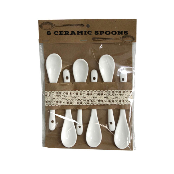 CSSET1 6pc Ceramic Spoons - White