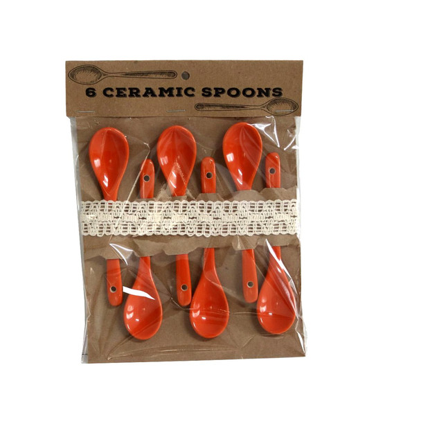 CSSET2 6pc Ceramic Spoons - Dark Orange